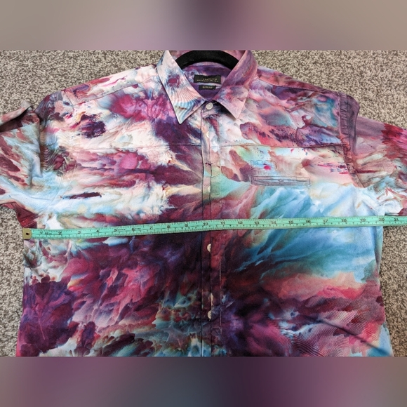 Custom Ice Dye Zara Man Men Dress Shirt Slim Fit Large 100% Cotton Long Sleeves - Picture 8 of 9